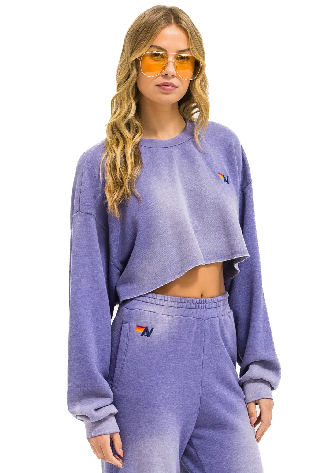 ESSENTIAL CROPPED CREW SWEATSHIRT RELAXED - FADED GRAPE sold by Aviator Nation product image thumbnail 3