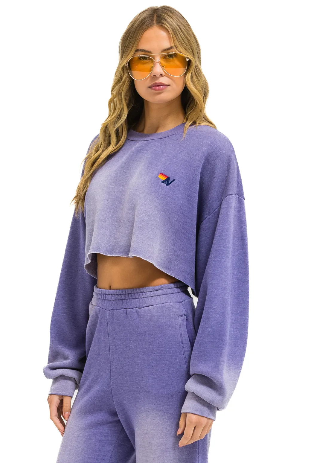 ESSENTIAL CROPPED CREW SWEATSHIRT RELAXED - FADED GRAPE sold by Aviator Nation product image thumbnail 2