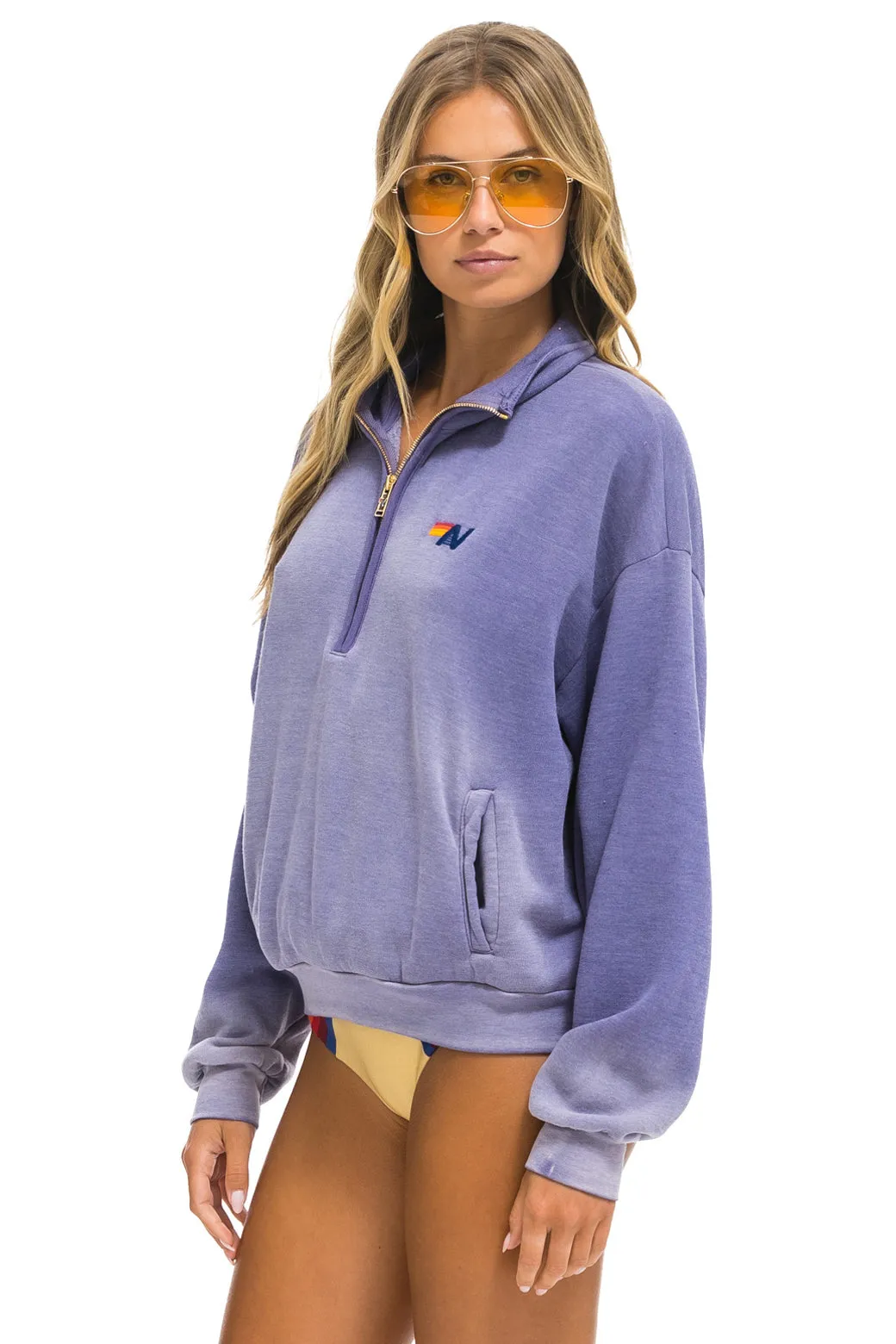 ESSENTIAL HALF ZIP RELAXED SWEATSHIRT - FADED GRAPE sold by Aviator Nation product image thumbnail 3