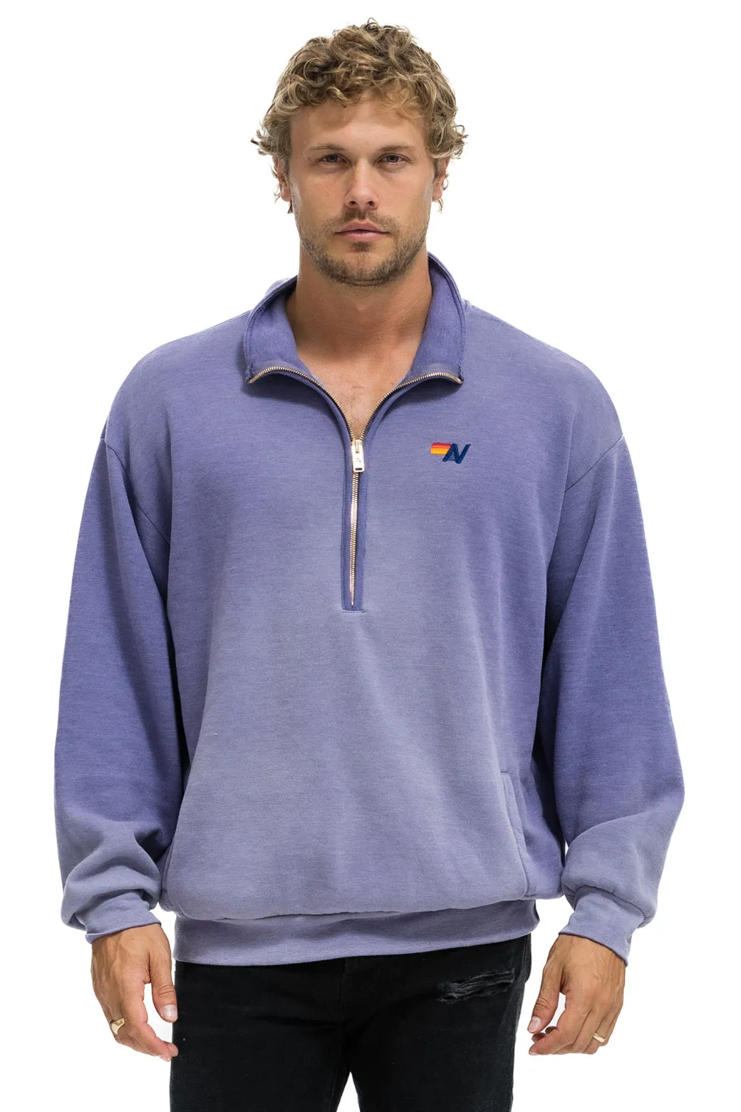 ESSENTIAL HALF ZIP RELAXED SWEATSHIRT - FADED GRAPE sold by Aviator Nation product image thumbnail 2