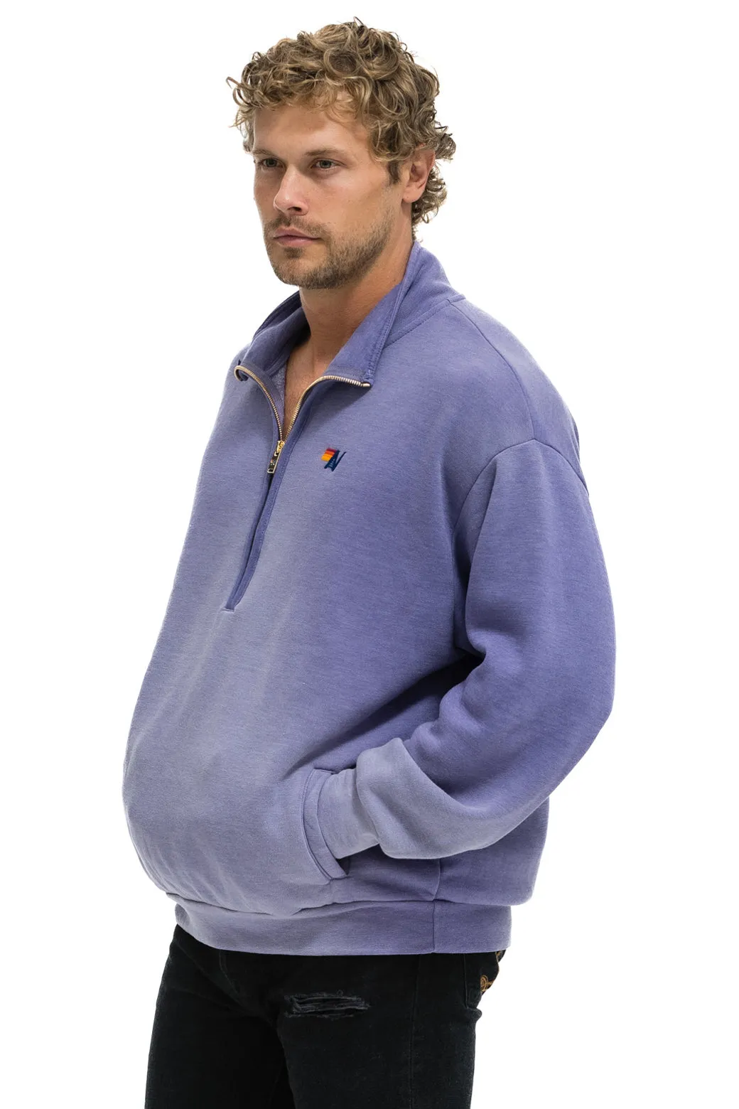 ESSENTIAL HALF ZIP RELAXED SWEATSHIRT - FADED GRAPE sold by Aviator Nation product image thumbnail 4