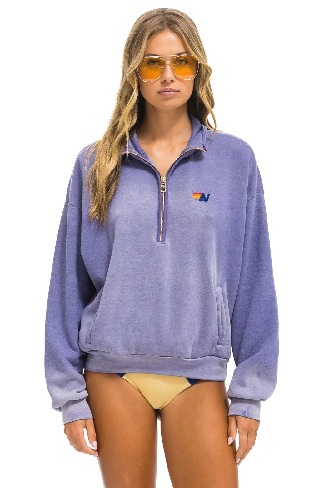ESSENTIAL HALF ZIP RELAXED SWEATSHIRT - FADED GRAPE sold by Aviator Nation