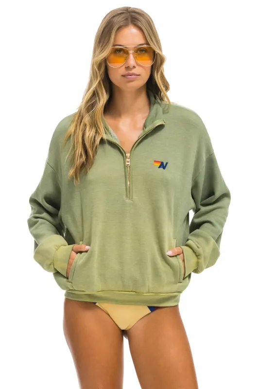 ESSENTIAL HALF ZIP RELAXED SWEATSHIRT - FADED ARMY sold by Aviator Nation