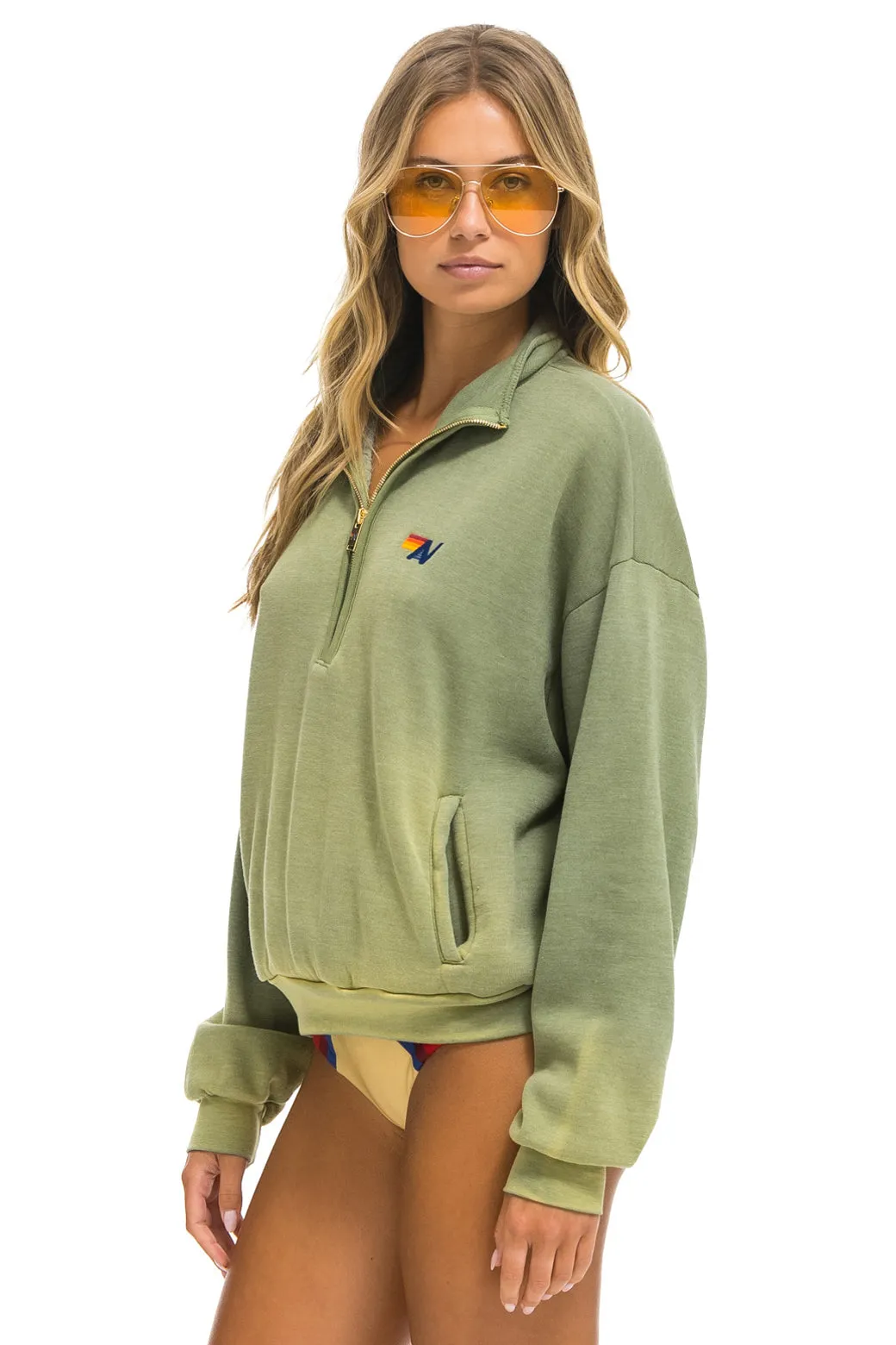 ESSENTIAL HALF ZIP RELAXED SWEATSHIRT - FADED ARMY sold by Aviator Nation product image thumbnail 3