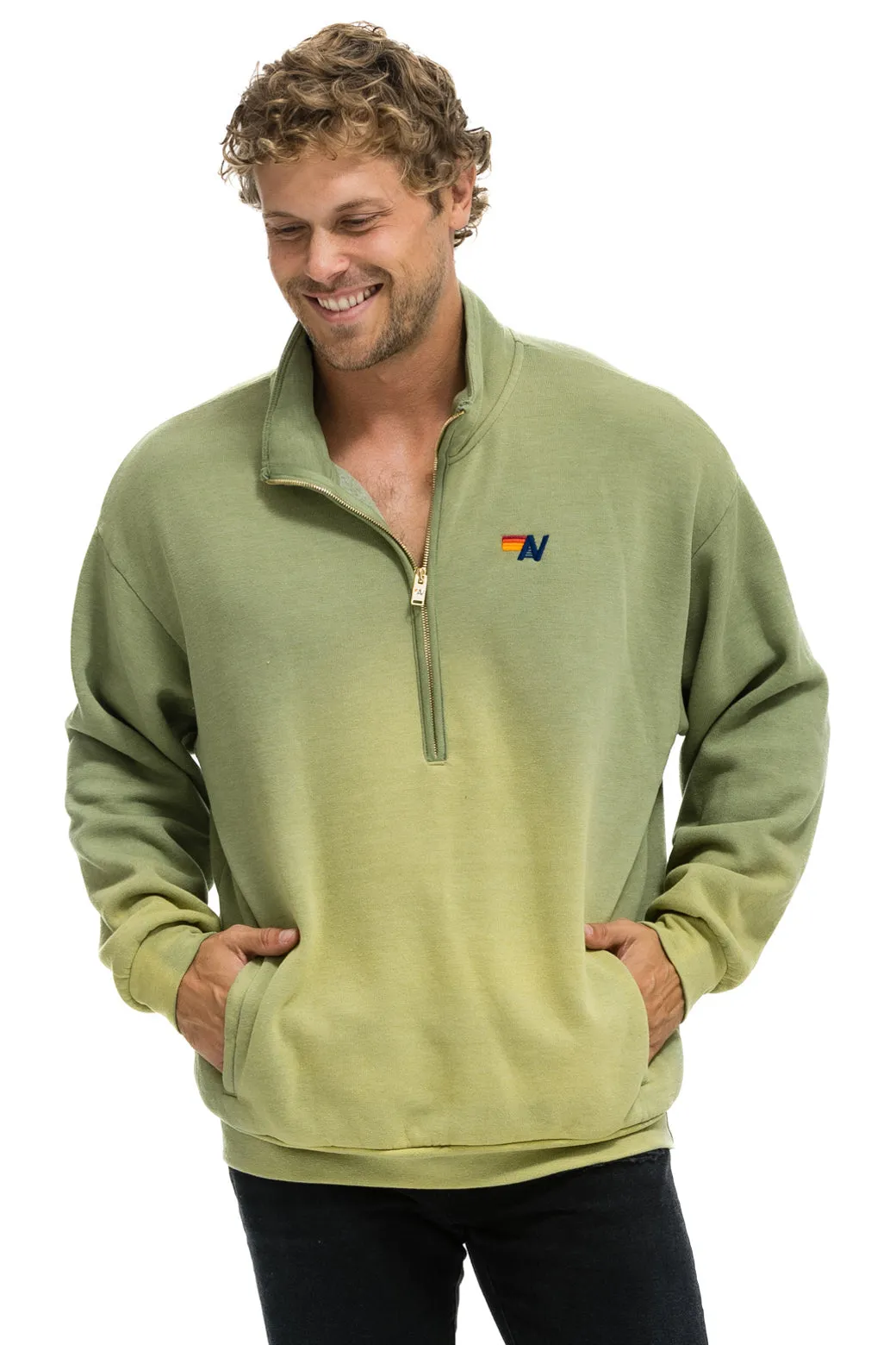 ESSENTIAL HALF ZIP RELAXED SWEATSHIRT - FADED ARMY sold by Aviator Nation product image thumbnail 4