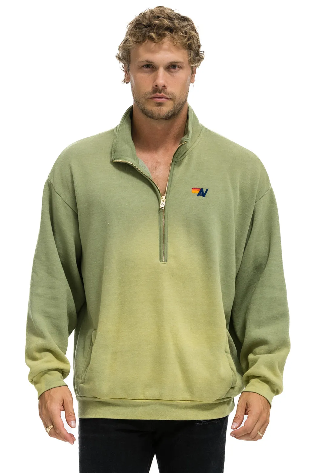 ESSENTIAL HALF ZIP RELAXED SWEATSHIRT - FADED ARMY sold by Aviator Nation product image thumbnail 2