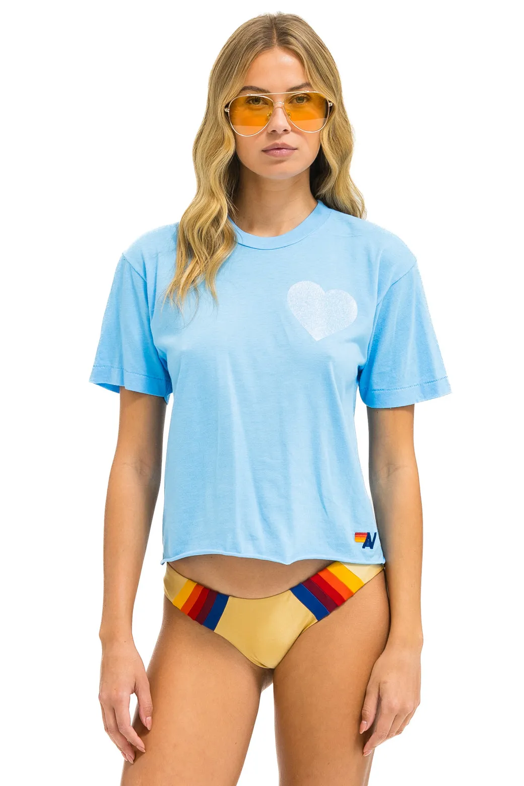 GLITTER HEART BOYFRIEND TEE - SKY // BLUE sold by Aviator Nation