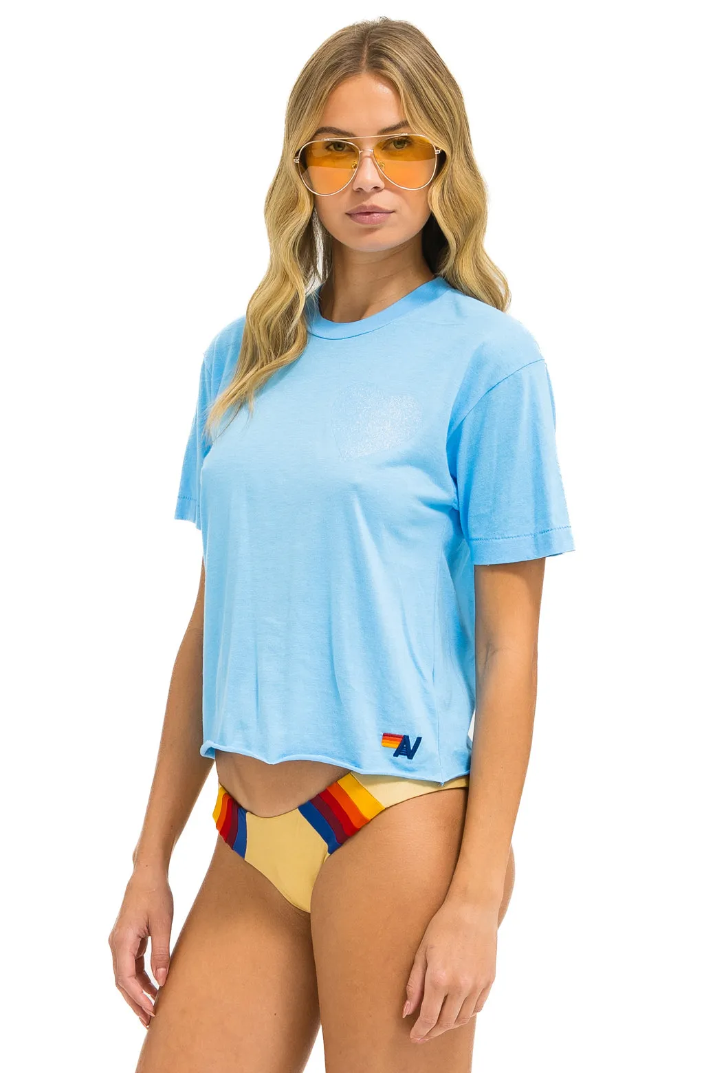 GLITTER HEART BOYFRIEND TEE - SKY // BLUE sold by Aviator Nation product image thumbnail 2