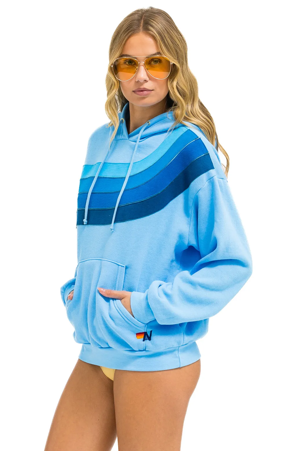 WAVE STRIPE 4 PULLOVER HOODIE RELAXED - SKY // BLUE sold by Aviator Nation product image thumbnail 3