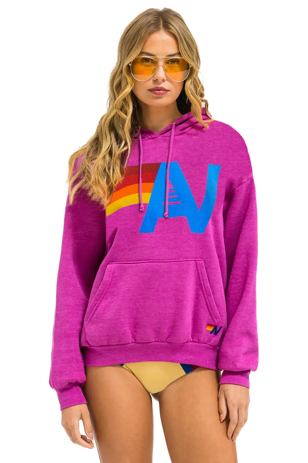 LOGO PULLOVER RELAXED HOODIE - MAGENTA sold by Aviator Nation