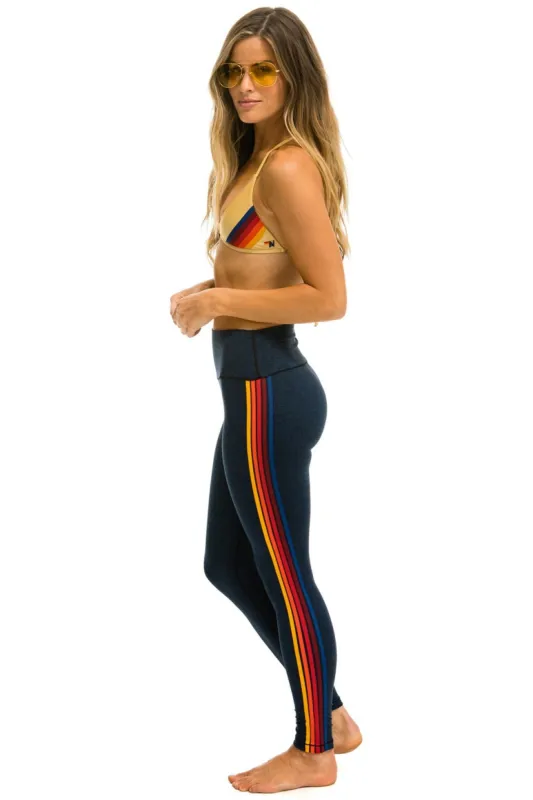 FULL LENGTH HI-RISE 5 STRIPE LEGGINGS - NAVY sold by Aviator Nation