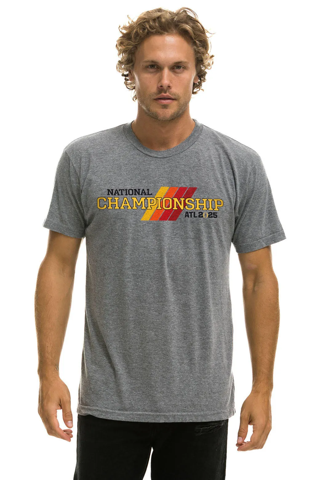 CFP NATIONAL CHAMPIONSHIP 2025 CREW TEE SHIRT - HEATHER GREY sold by Aviator Nation