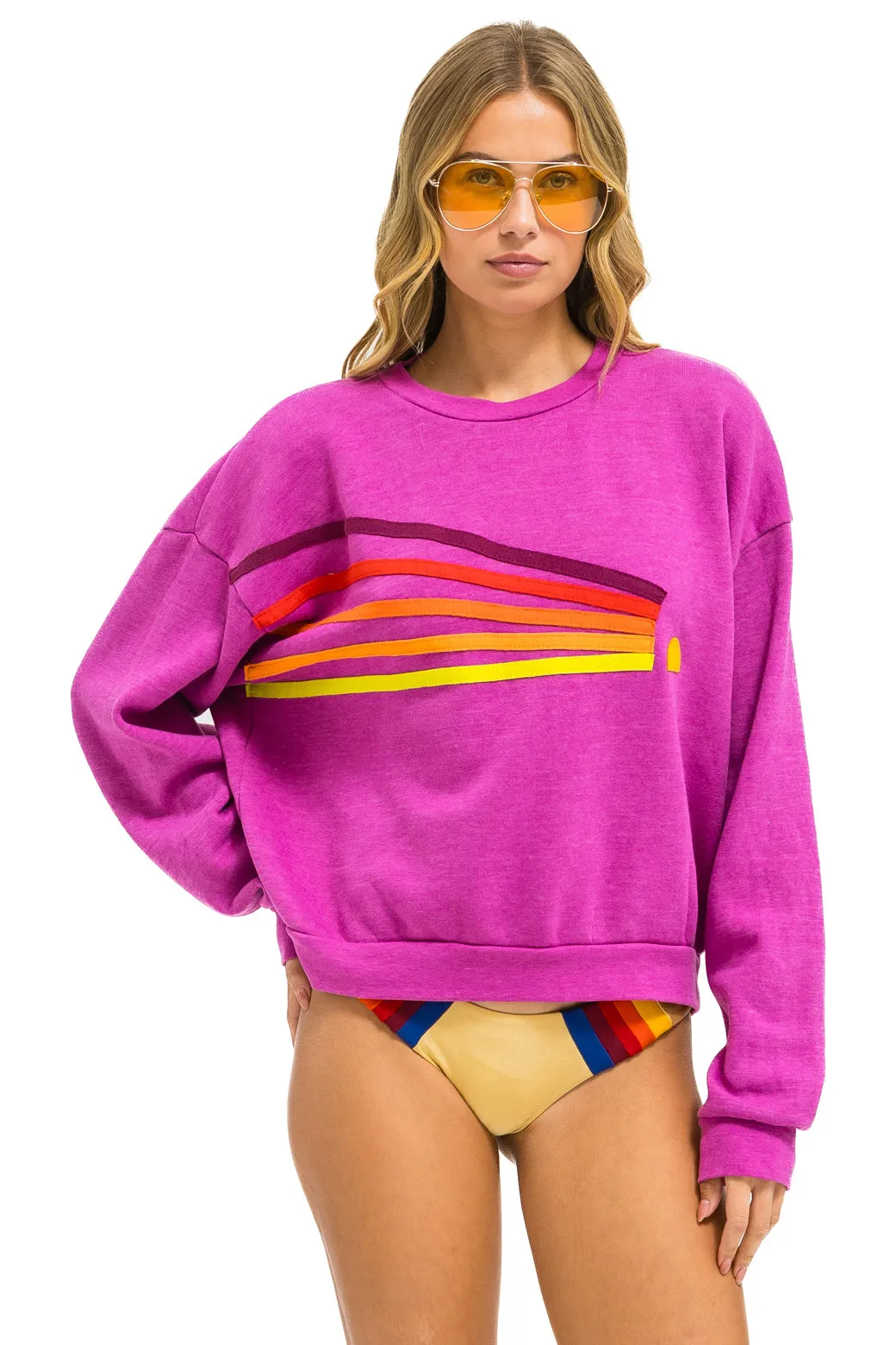 DAYDREAM RELAXED CREW SWEATSHIRT - MAGENTA sold by Aviator Nation