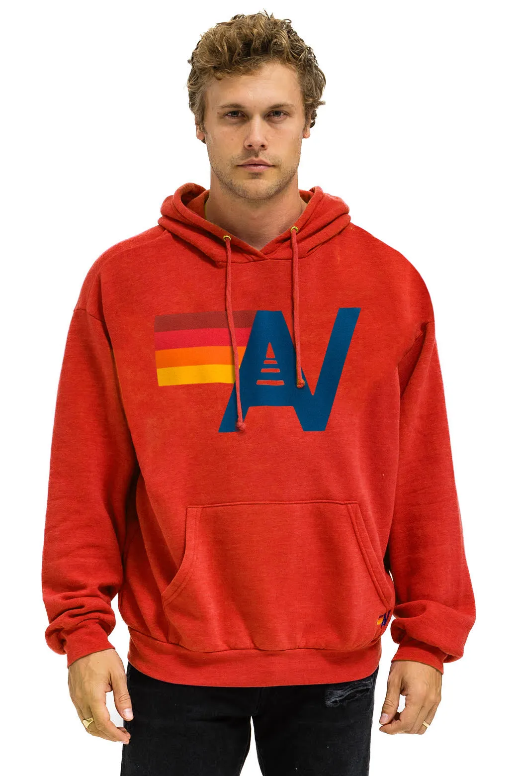 LOGO PULLOVER RELAXED HOODIE - NEON RED sold by Aviator Nation product image thumbnail 2