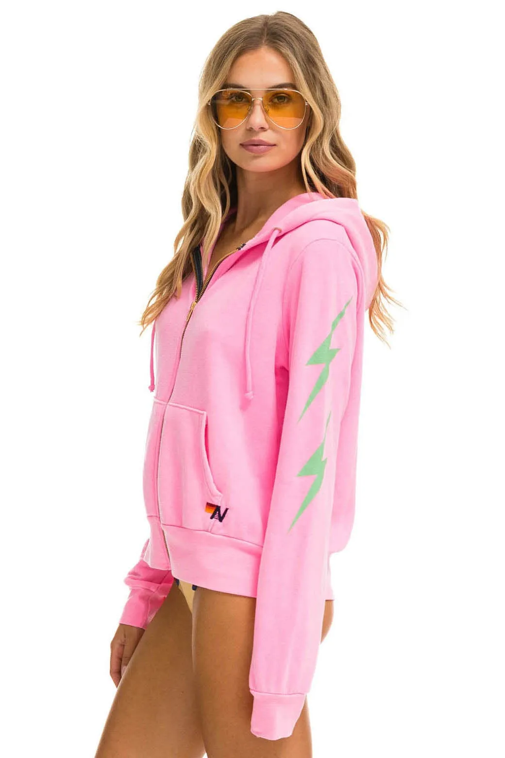BOLT 4 ZIP HOODIE - NEON PINK // MINT sold by Aviator Nation