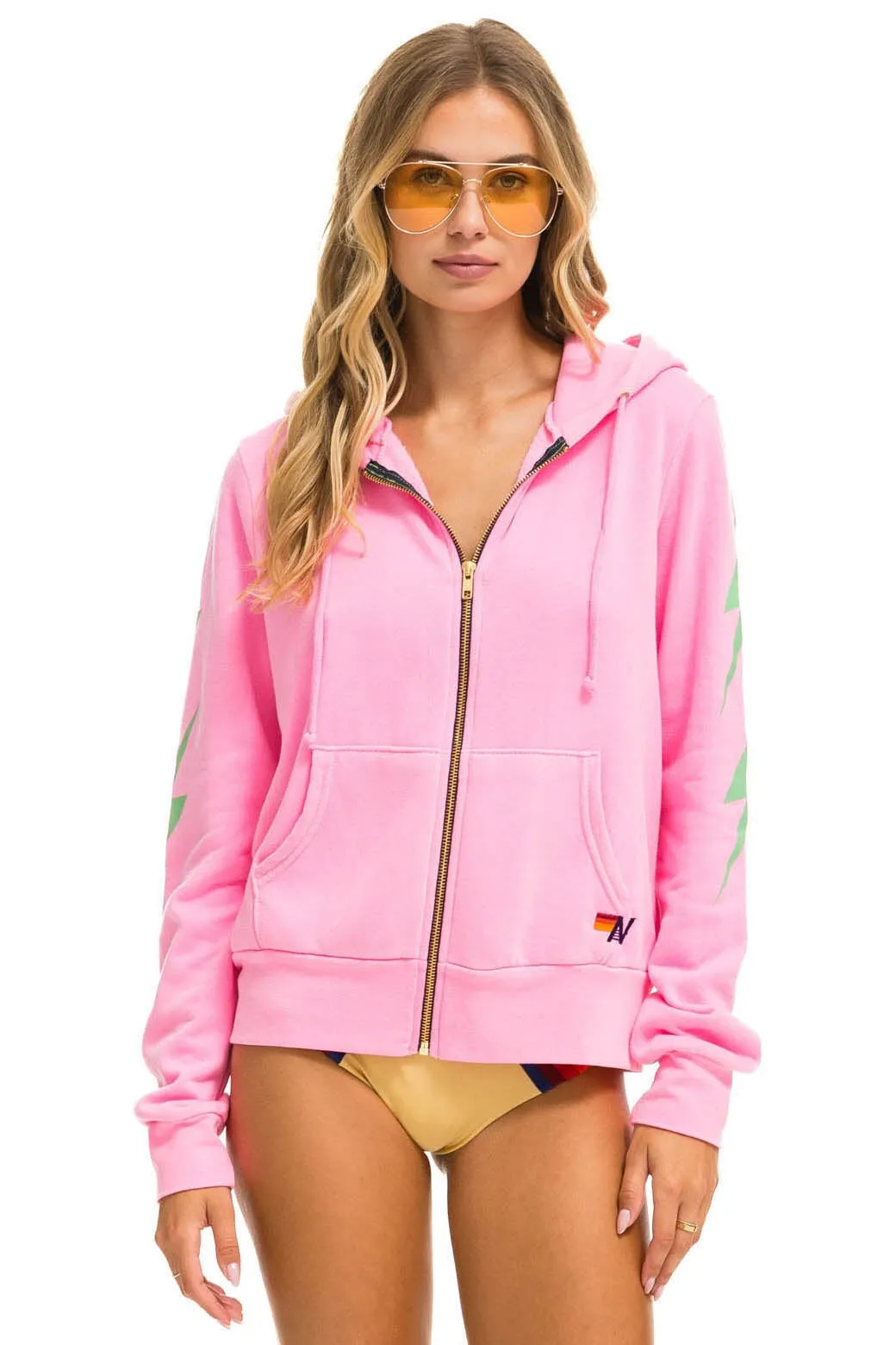 BOLT 4 ZIP HOODIE - NEON PINK // MINT sold by Aviator Nation product image thumbnail 3