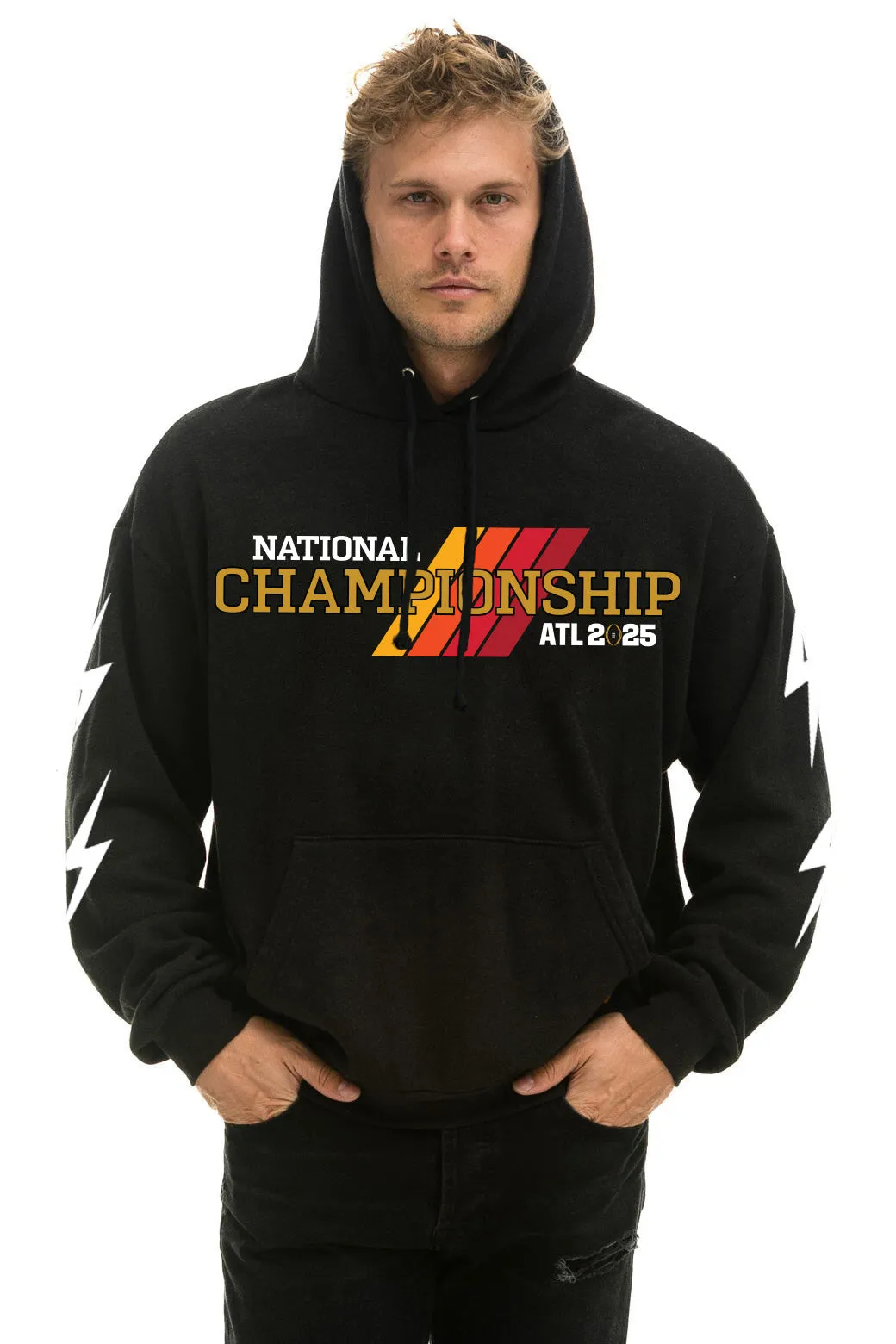 CFP NATIONAL CHAMPIONSHIP TEAMS 2025 RELAXED PULLOVER HOODIE - BLACK sold by Aviator Nation product image thumbnail 3