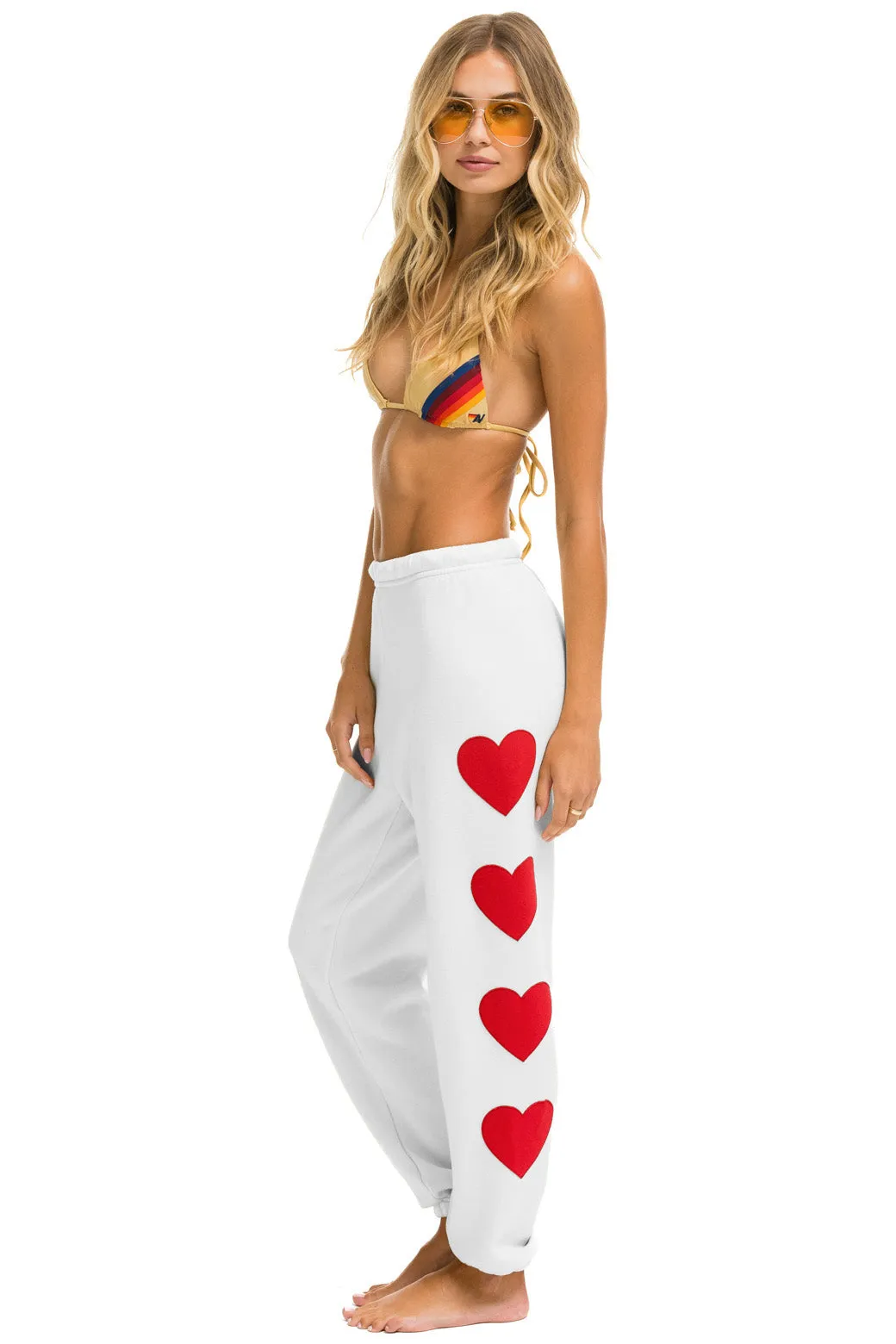 HEART STITCH 4 SWEATPANTS - WHITE sold by Aviator Nation