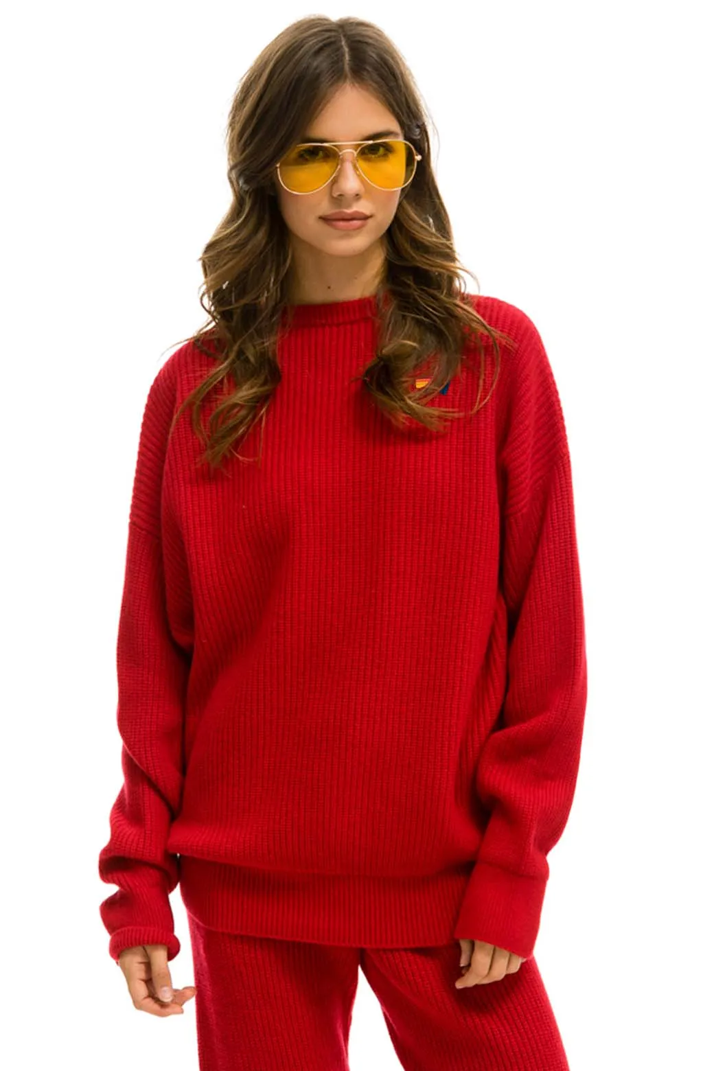 VINTAGE CABIN UNISEX CASHMERE SWEATER - CHERRY sold by Aviator Nation