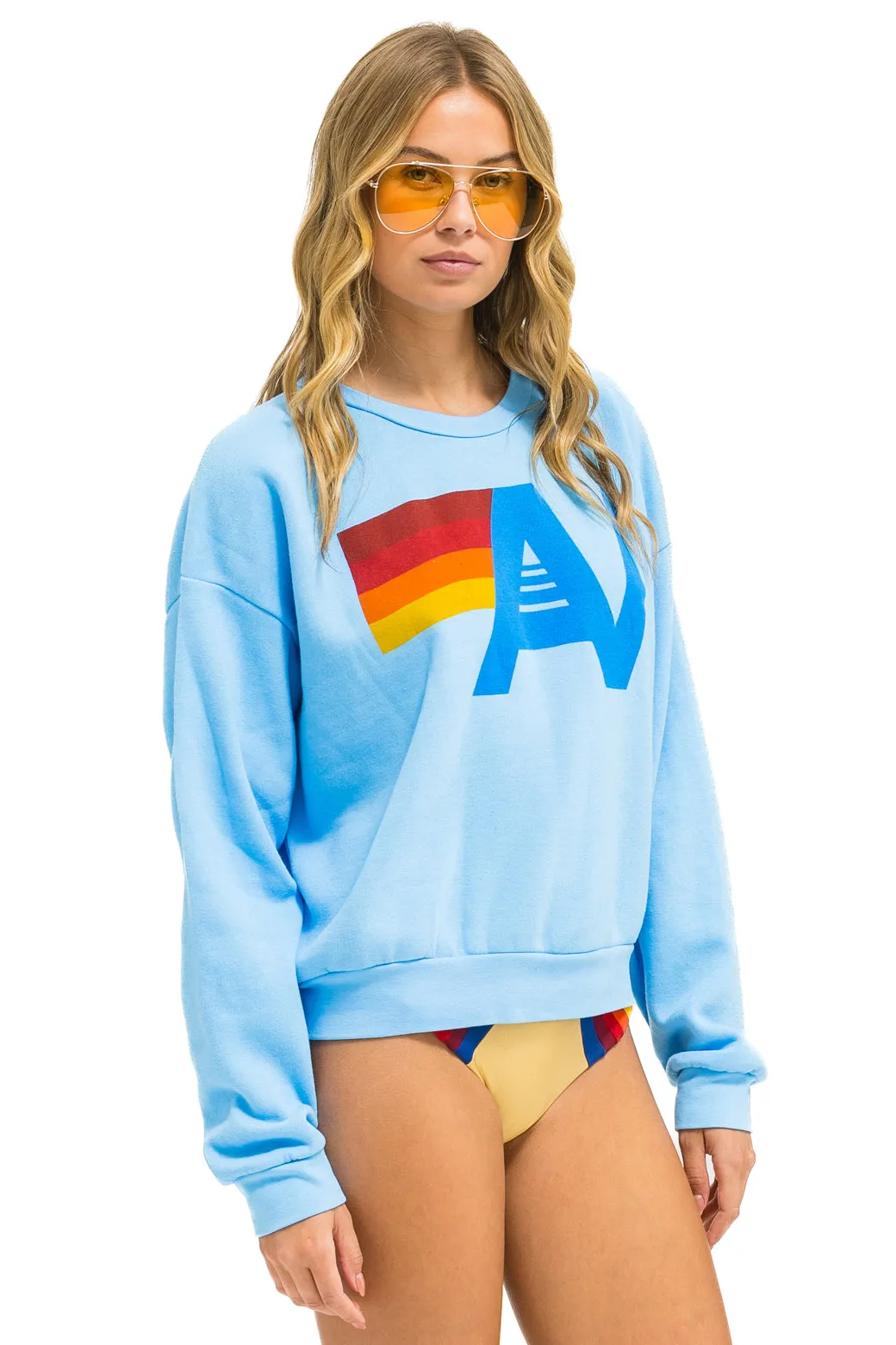 LOGO RELAXED CREW SWEATSHIRT - SKY sold by Aviator Nation product image thumbnail 3