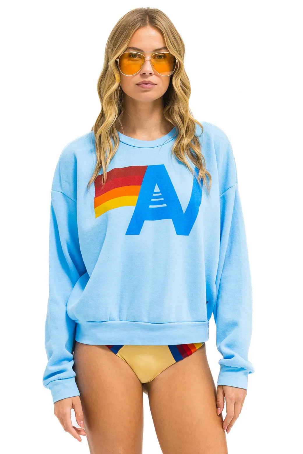 LOGO RELAXED CREW SWEATSHIRT - SKY sold by Aviator Nation