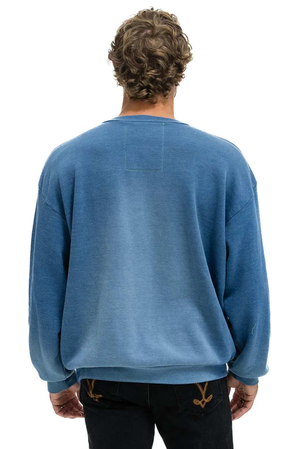 5 STRIPE RELAXED CREW SWEATSHIRT - FADED WATER sold by Aviator Nation product image thumbnail 4
