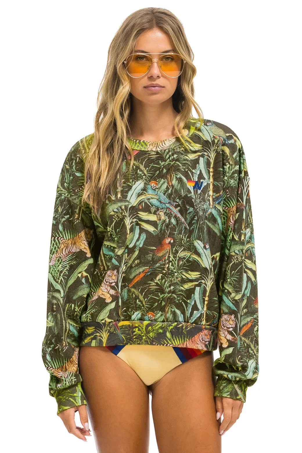 JUNGLE RELAXED CREW SWEATSHIRT - VINTAGE CHARCOAL sold by Aviator Nation