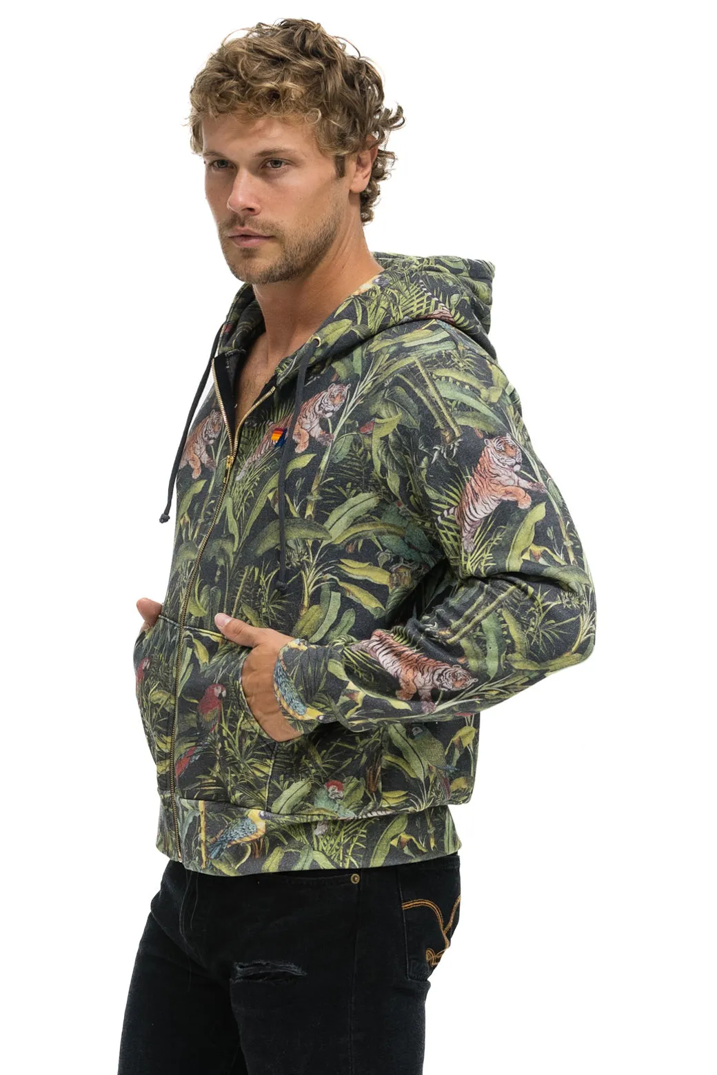 JUNGLE ZIP HOODIE - VINTAGE CHARCOAL sold by Aviator Nation product image thumbnail 4
