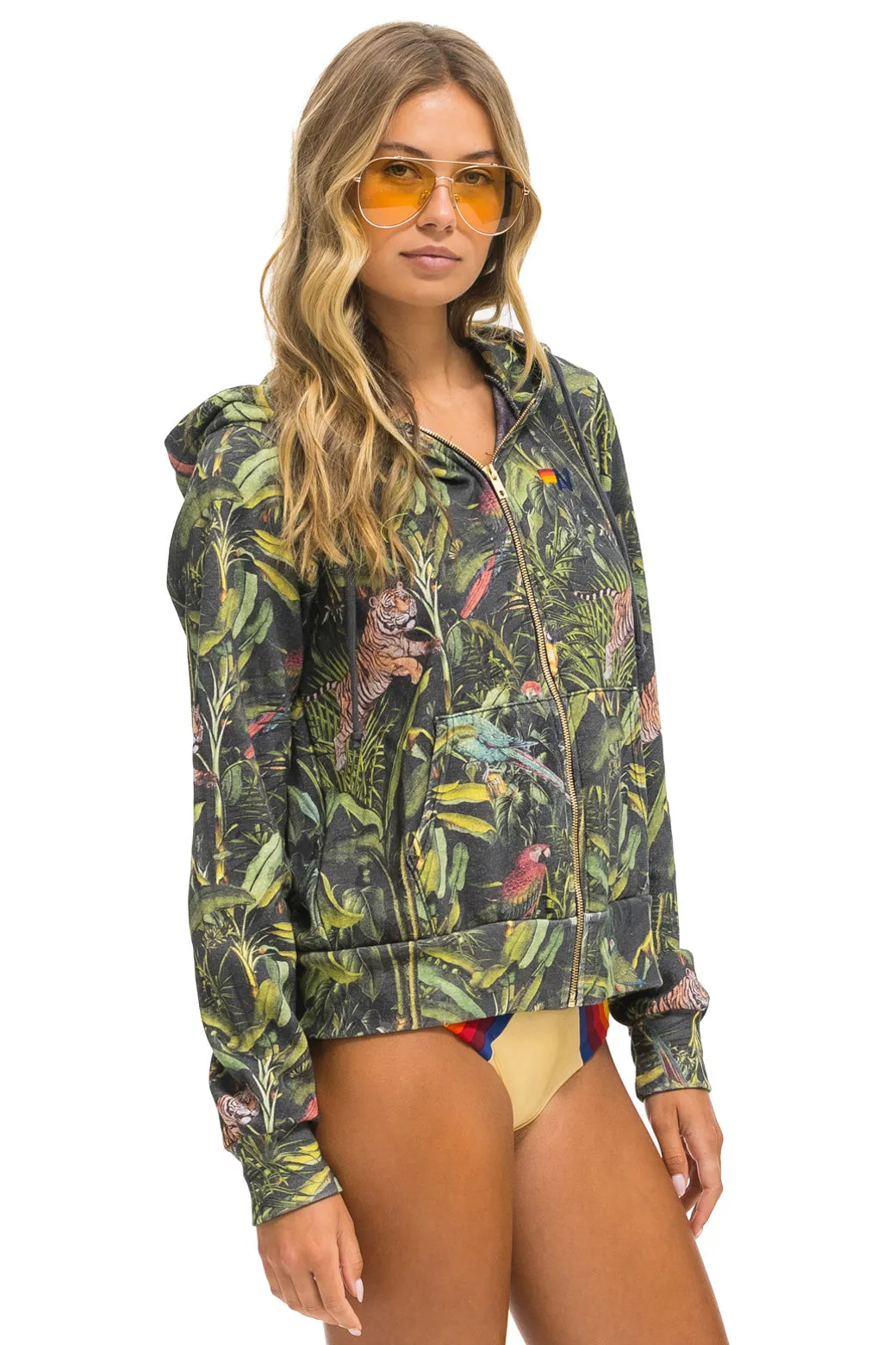 JUNGLE ZIP HOODIE - VINTAGE CHARCOAL sold by Aviator Nation product image thumbnail 5