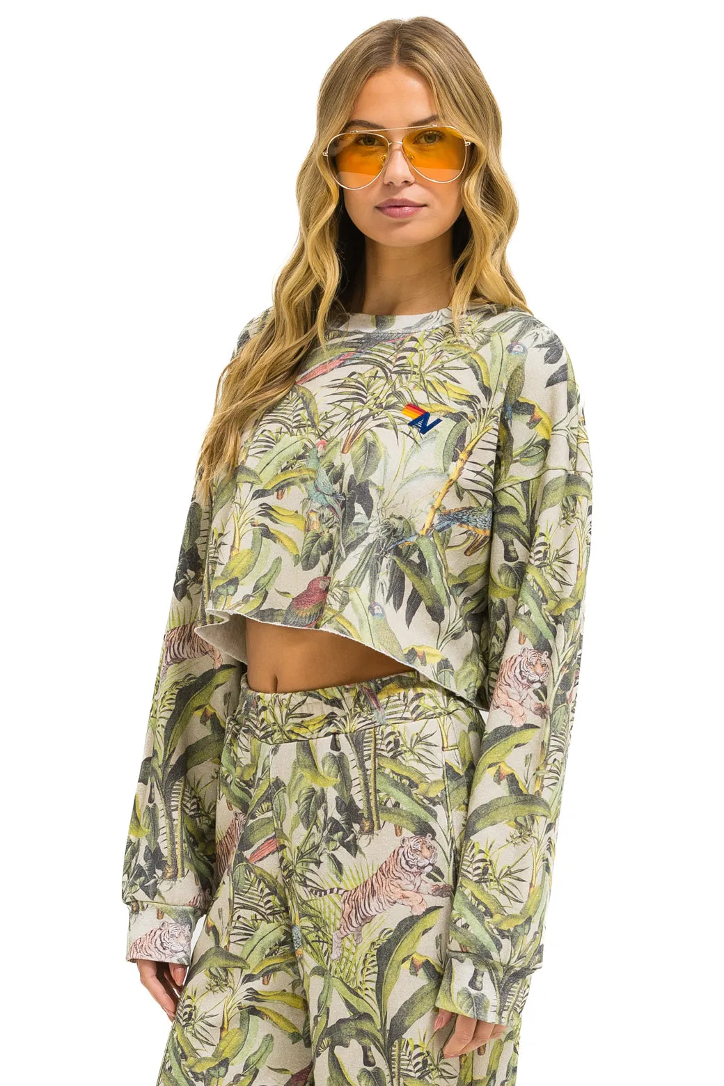 JUNGLE CROPPED CREW SWEATSHIRT RELAXED - SAND sold by Aviator Nation product image thumbnail 2