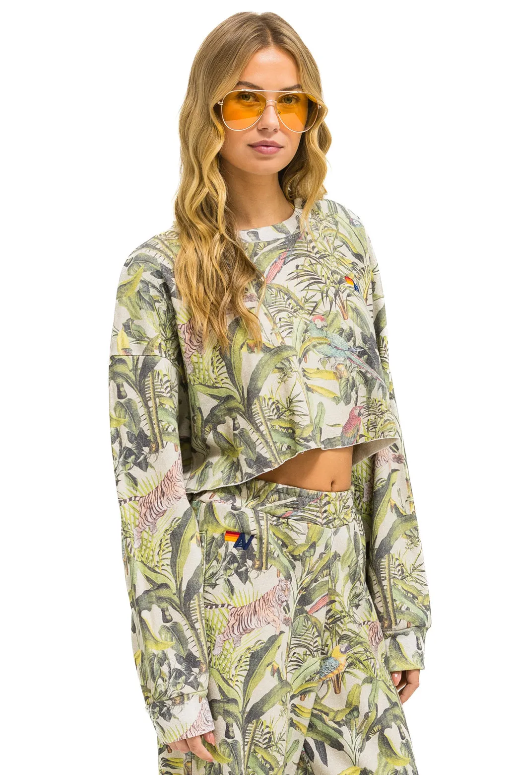 JUNGLE CROPPED CREW SWEATSHIRT RELAXED - SAND sold by Aviator Nation product image thumbnail 3