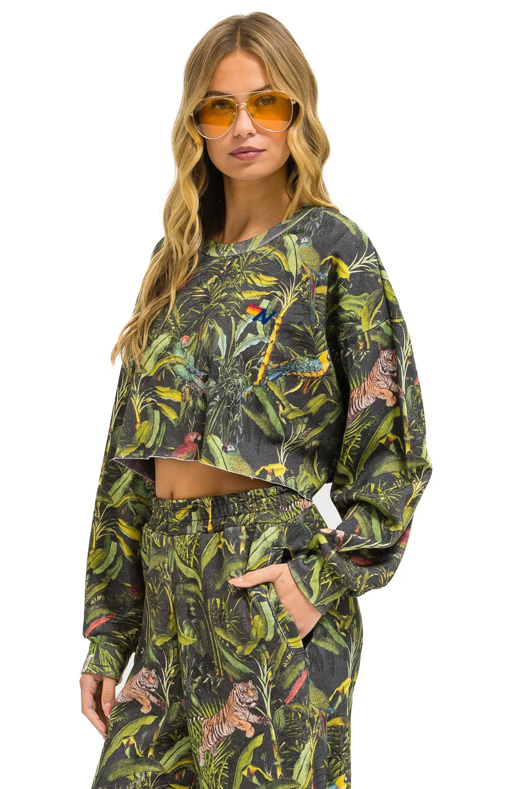 JUNGLE CROPPED CREW SWEATSHIRT RELAXED - VINTAGE CHARCOAL sold by Aviator Nation product image thumbnail 2