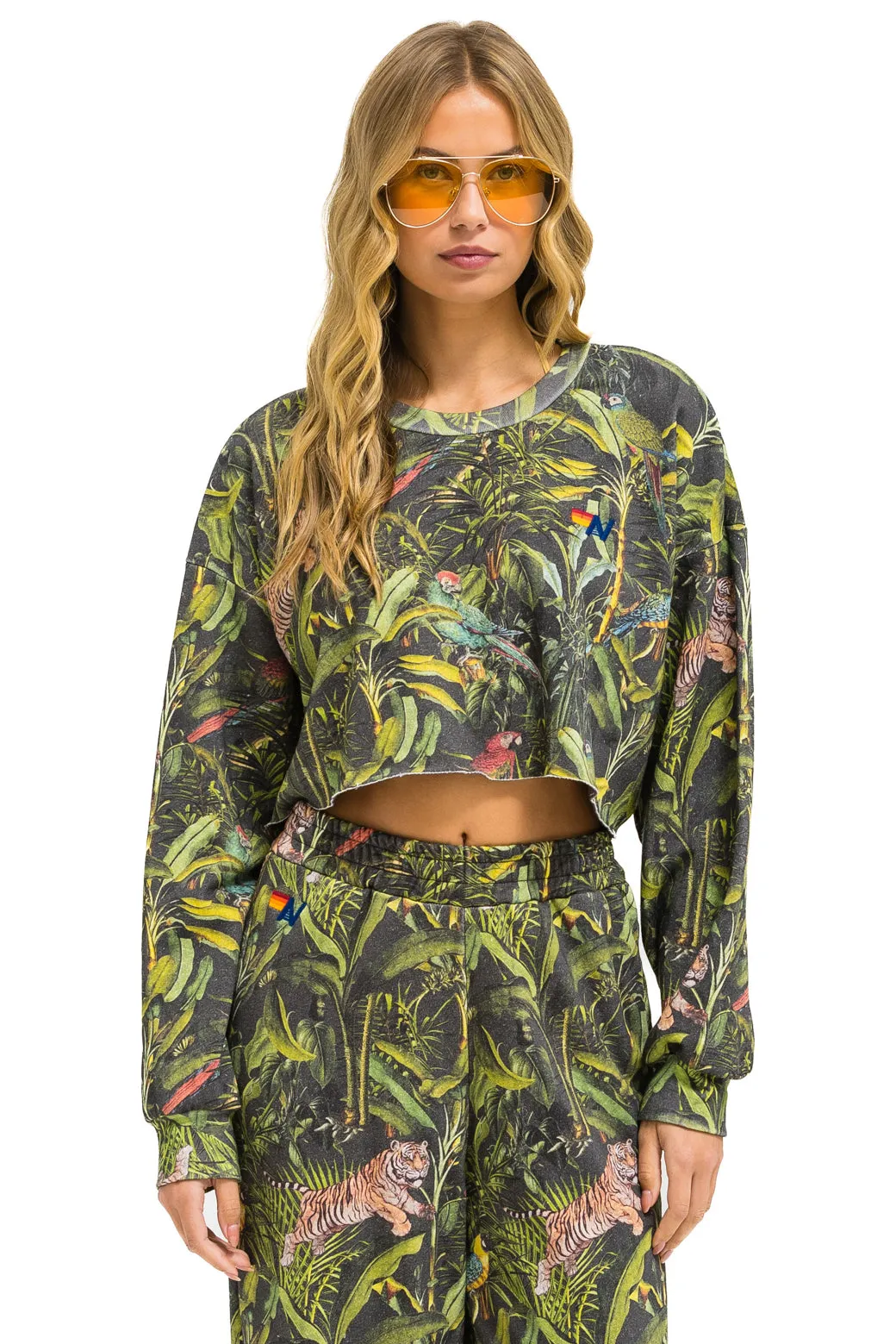 JUNGLE CROPPED CREW SWEATSHIRT RELAXED - VINTAGE CHARCOAL sold by Aviator Nation