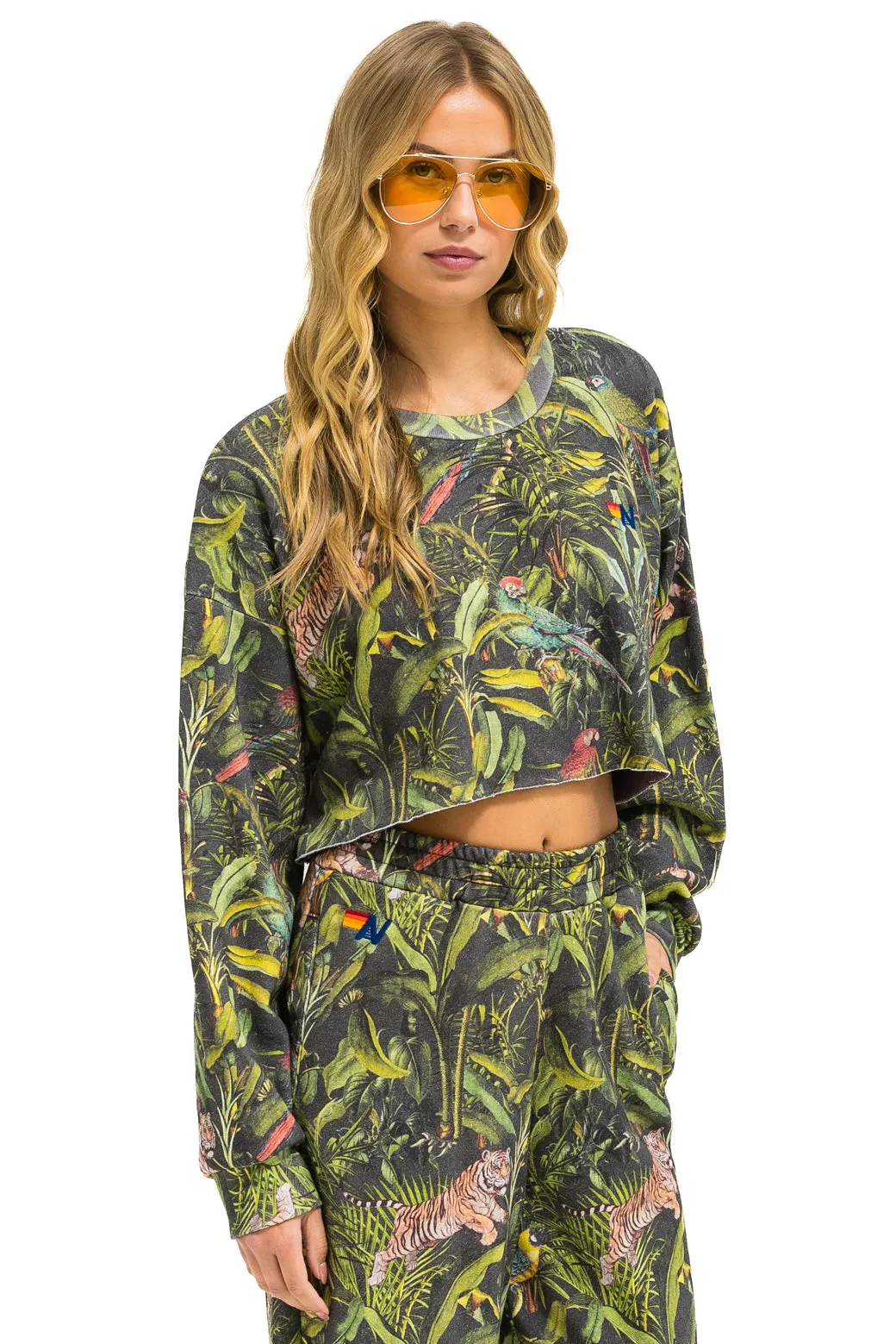 JUNGLE CROPPED CREW SWEATSHIRT RELAXED - VINTAGE CHARCOAL sold by Aviator Nation product image thumbnail 4