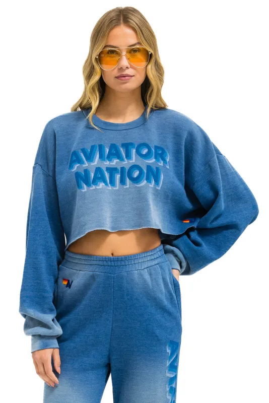 AN 3D CROPPED CREW SWEATSHIRT RELAXED - FADED WATER made by Aviator Nation