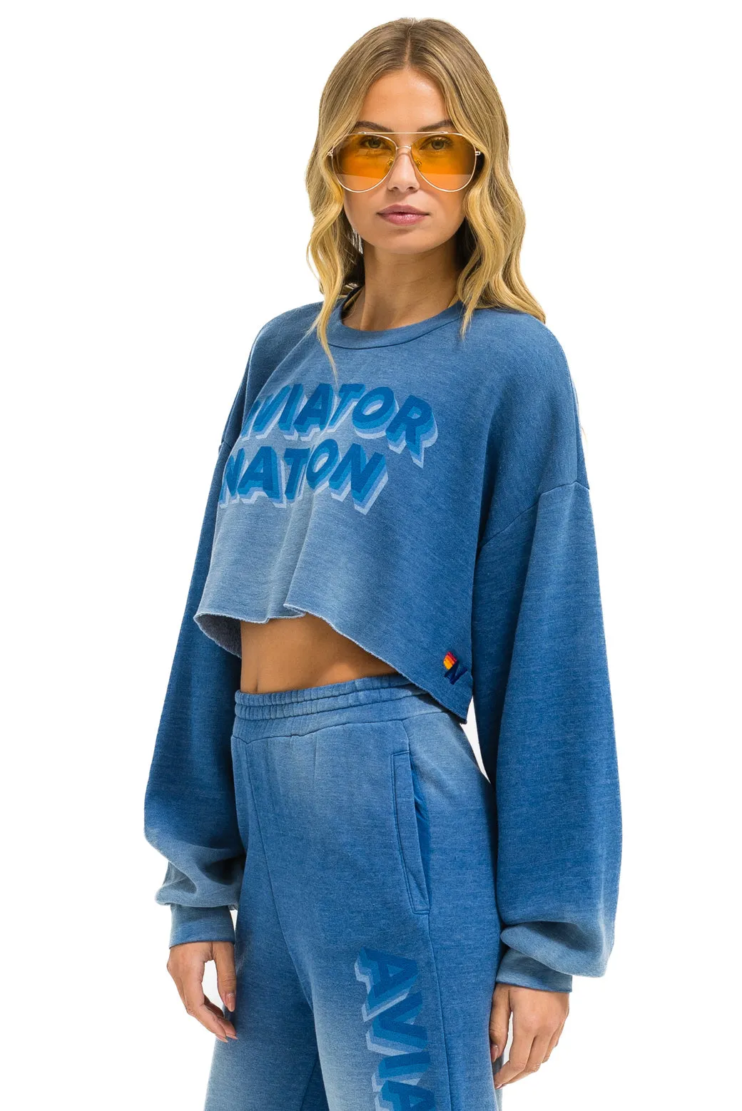 AN 3D CROPPED CREW SWEATSHIRT RELAXED - FADED WATER sold by Aviator Nation product image thumbnail 2