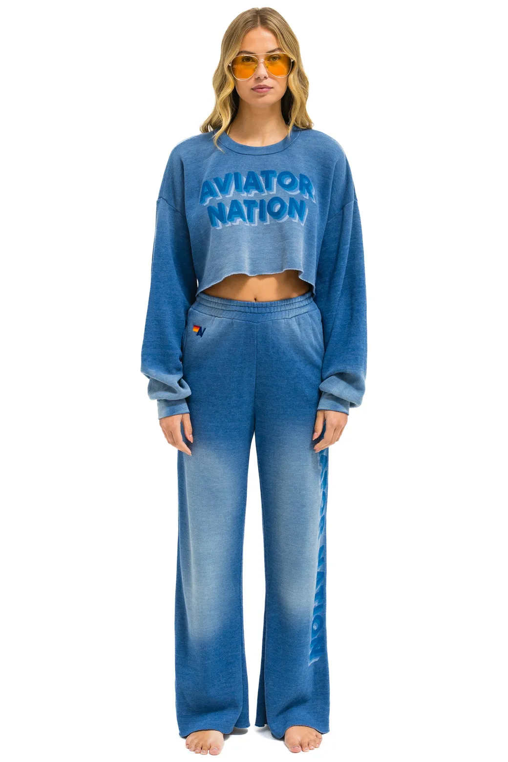 AN 3D CROPPED CREW SWEATSHIRT RELAXED - FADED WATER sold by Aviator Nation product image thumbnail 5