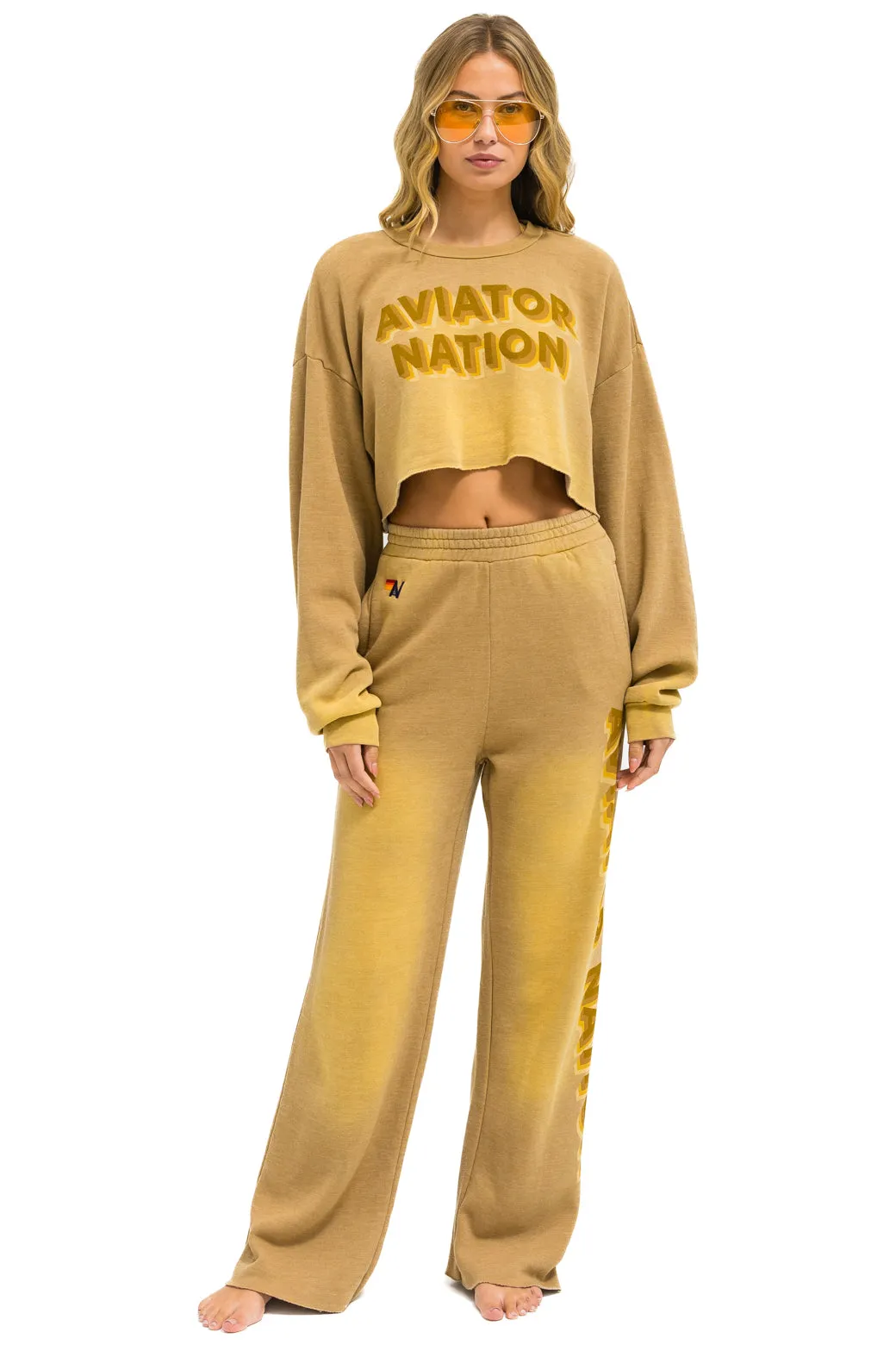 AN 3D CROPPED CREW SWEATSHIRT RELAXED - FADED TAN sold by Aviator Nation product image thumbnail 5