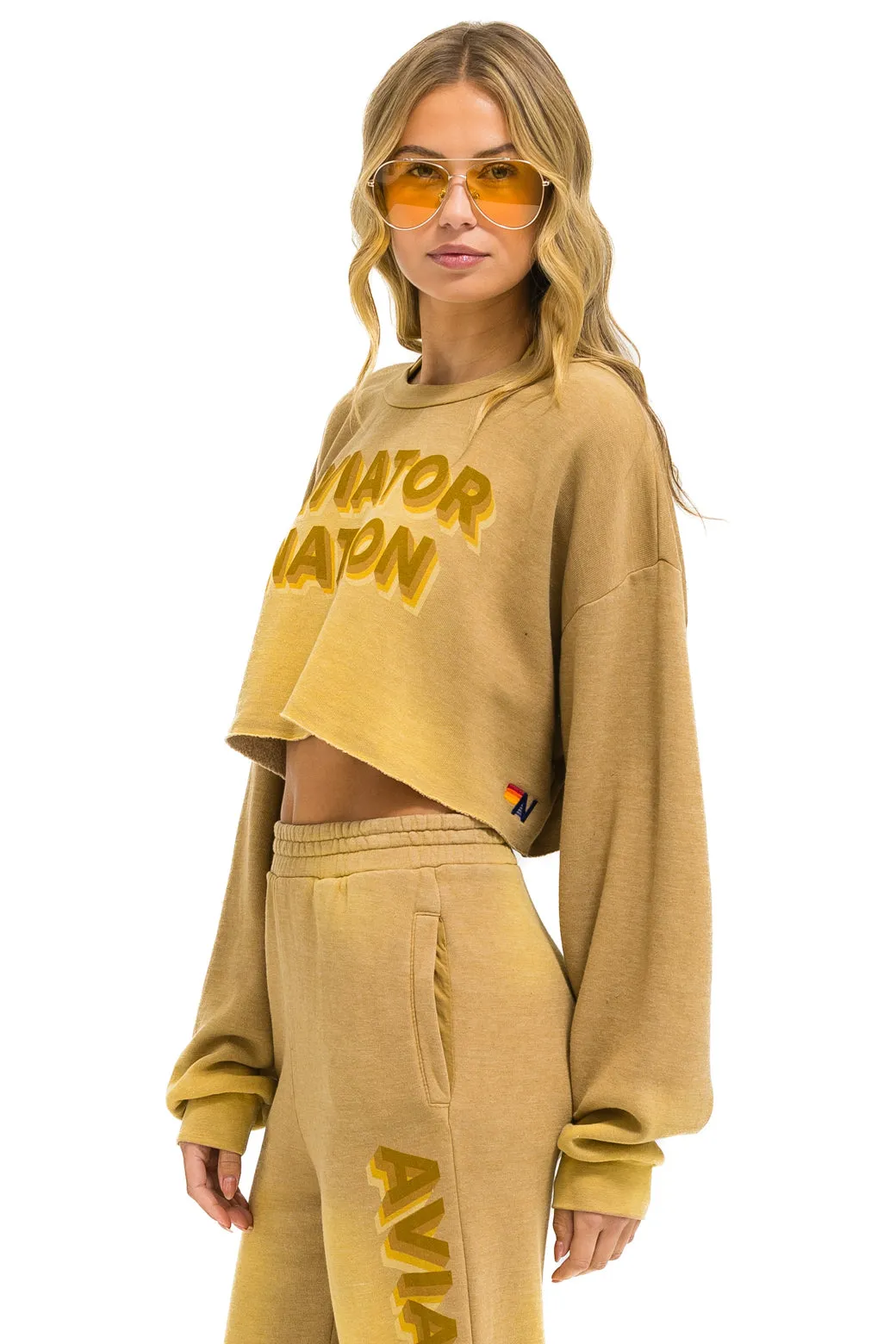 AN 3D CROPPED CREW SWEATSHIRT RELAXED - FADED TAN sold by Aviator Nation product image thumbnail 3