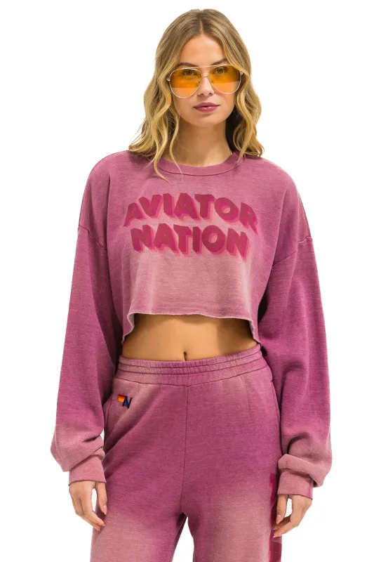 AN 3D CROPPED CREW SWEATSHIRT RELAXED - FADED BERRY made by Aviator Nation