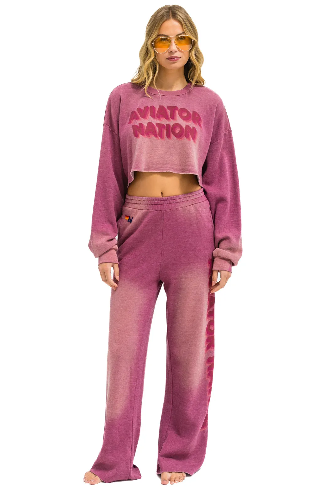 AN 3D CROPPED CREW SWEATSHIRT RELAXED - FADED BERRY sold by Aviator Nation product image thumbnail 5
