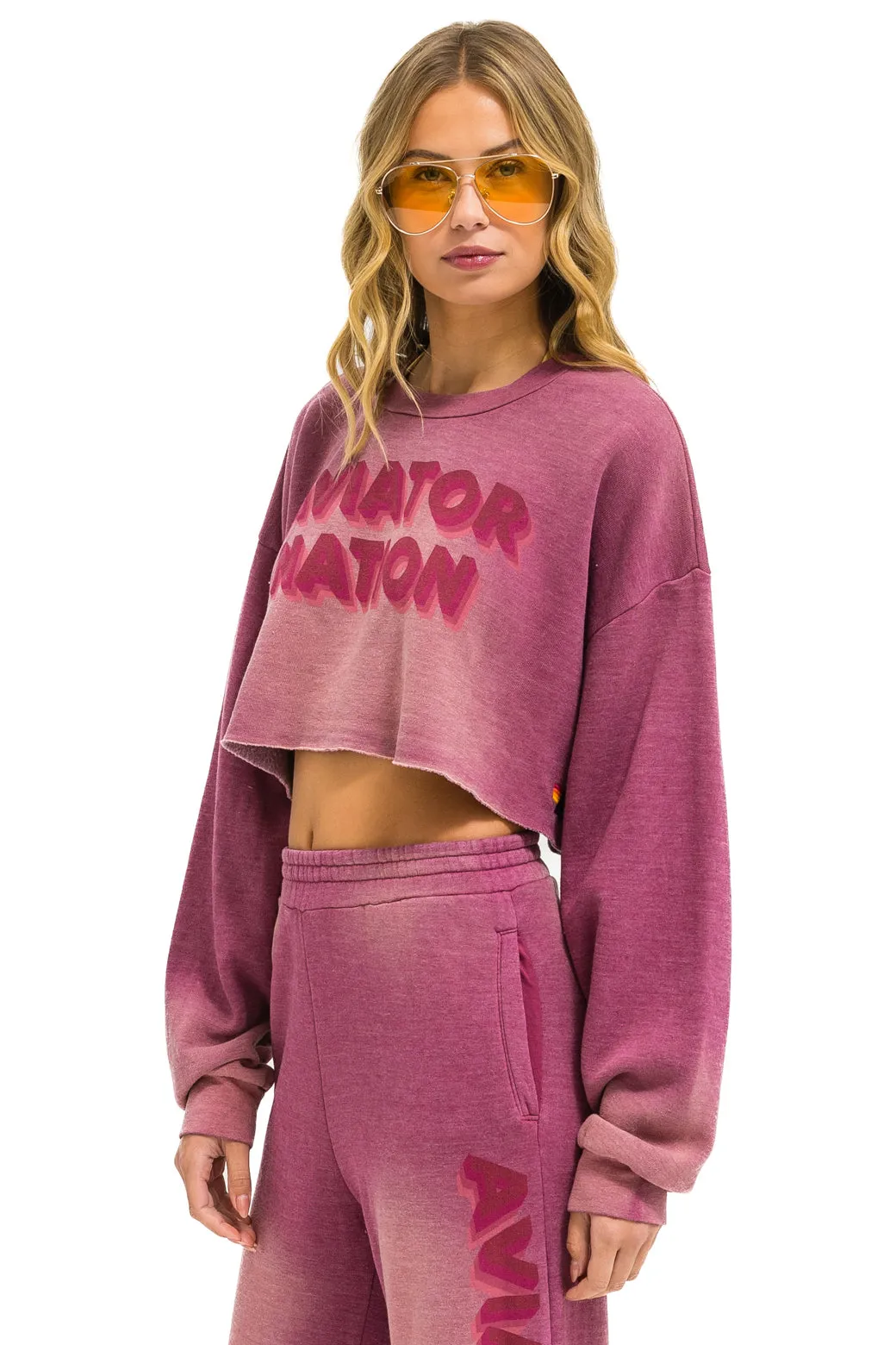 AN 3D CROPPED CREW SWEATSHIRT RELAXED - FADED BERRY sold by Aviator Nation product image thumbnail 2