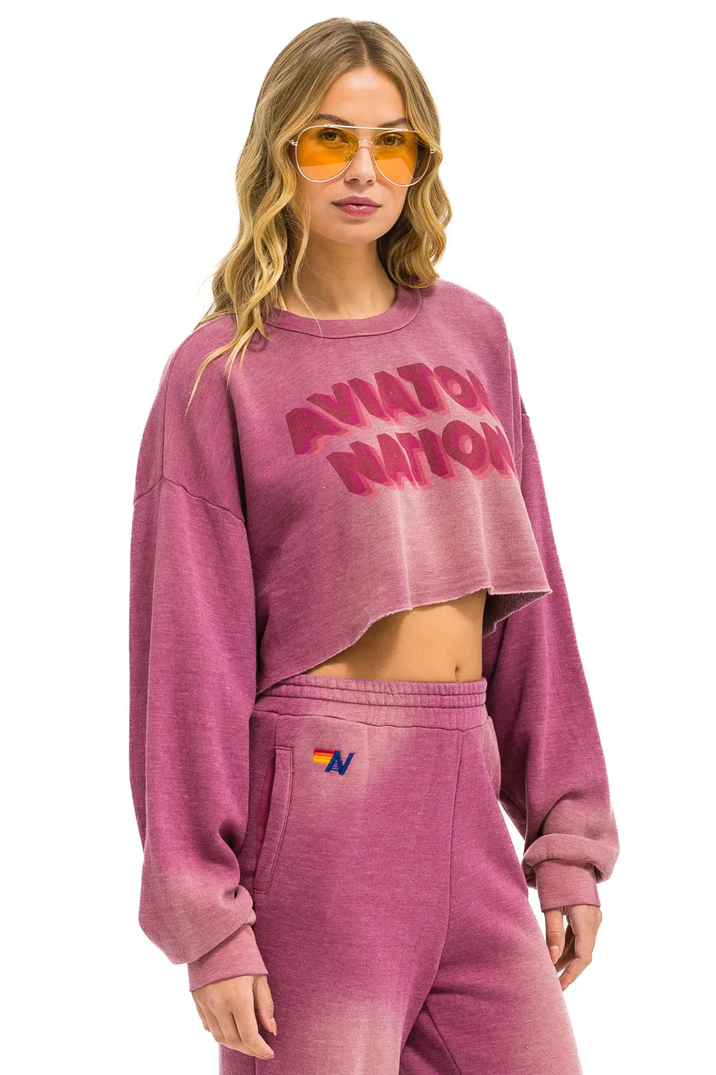 AN 3D CROPPED CREW SWEATSHIRT RELAXED - FADED BERRY sold by Aviator Nation product image thumbnail 3