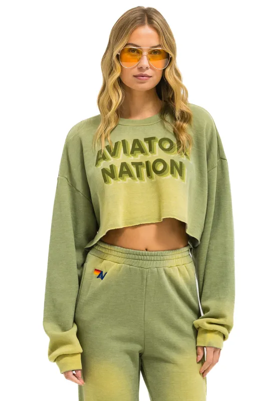 AN 3D CROPPED CREW SWEATSHIRT RELAXED - FADED ARMY made by Aviator Nation