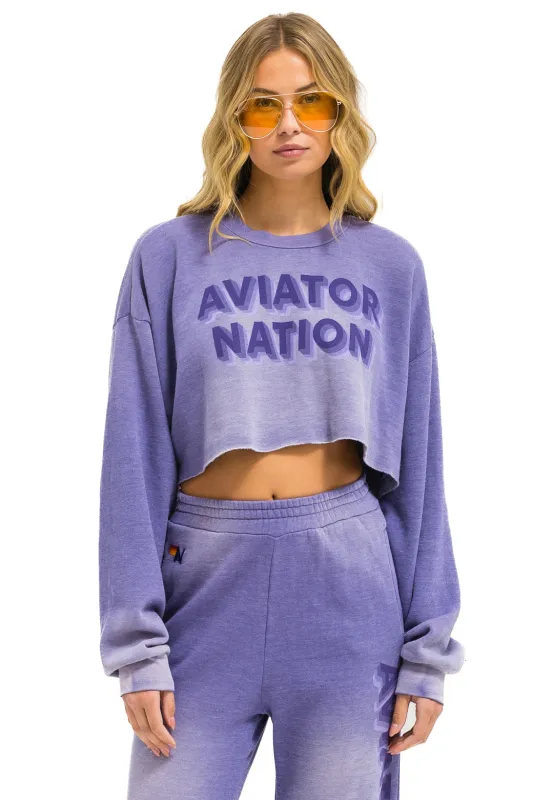 AN 3D CROPPED CREW SWEATSHIRT RELAXED - FADED GRAPE made by Aviator Nation
