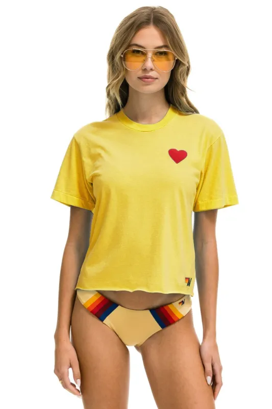 HEART EMBROIDERY BOYFRIEND TEE - LEMON sold by Aviator Nation