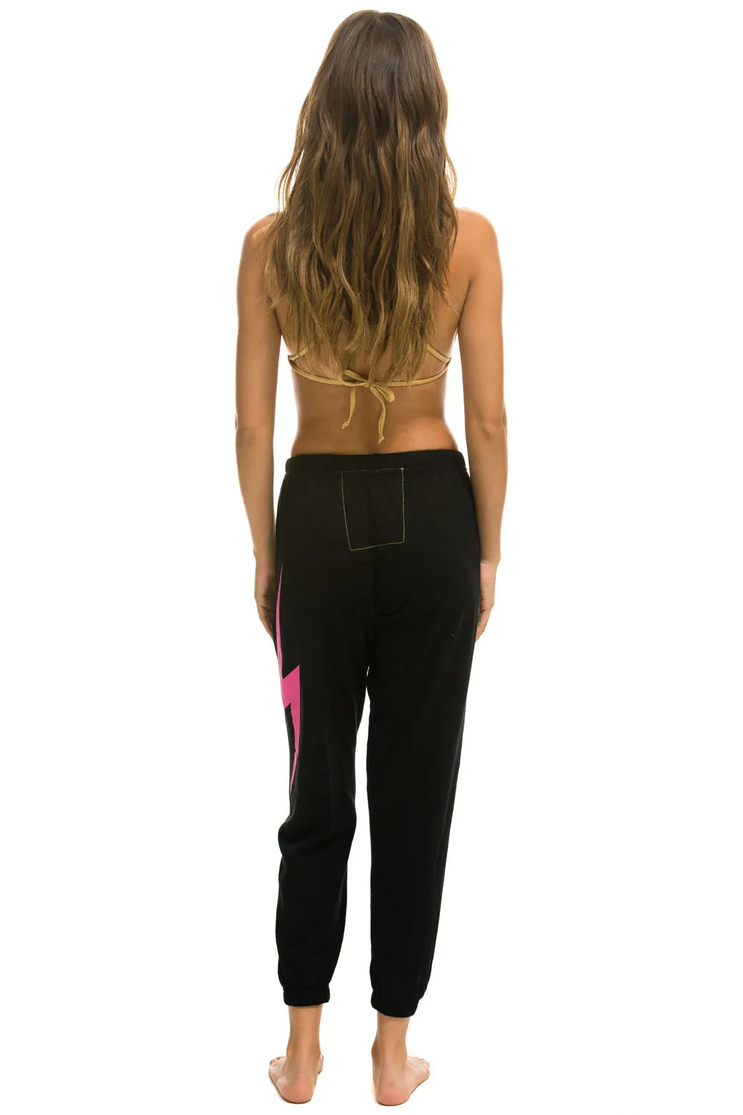 LIGHT WEIGHT BOLT SWEATPANTS - BLACK // NEON PINK sold by Aviator Nation product image thumbnail 4