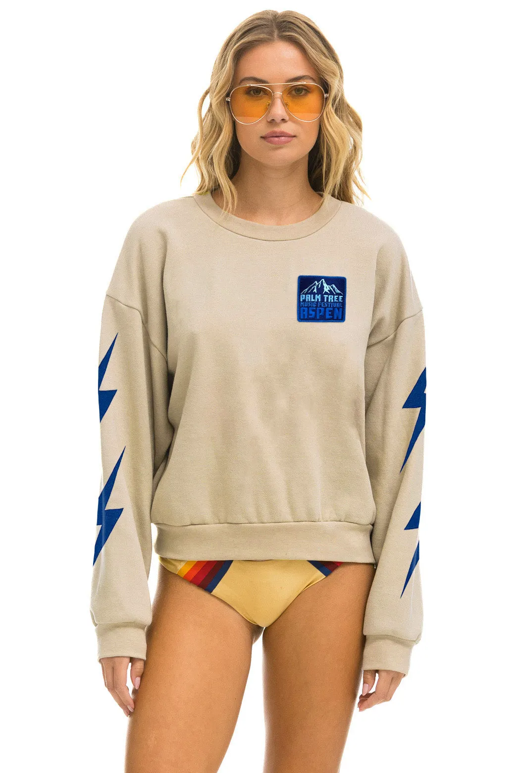 PALM TREE FESTIVAL ASPEN 2025 CREW SWEATSHIRT RELAXED - SAND sold by Aviator Nation