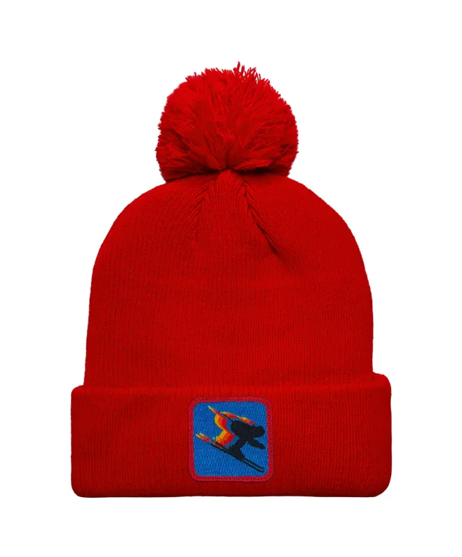 BIRDS OF PREY 2024 POM POM RIB BEANIE - RED sold by Aviator Nation