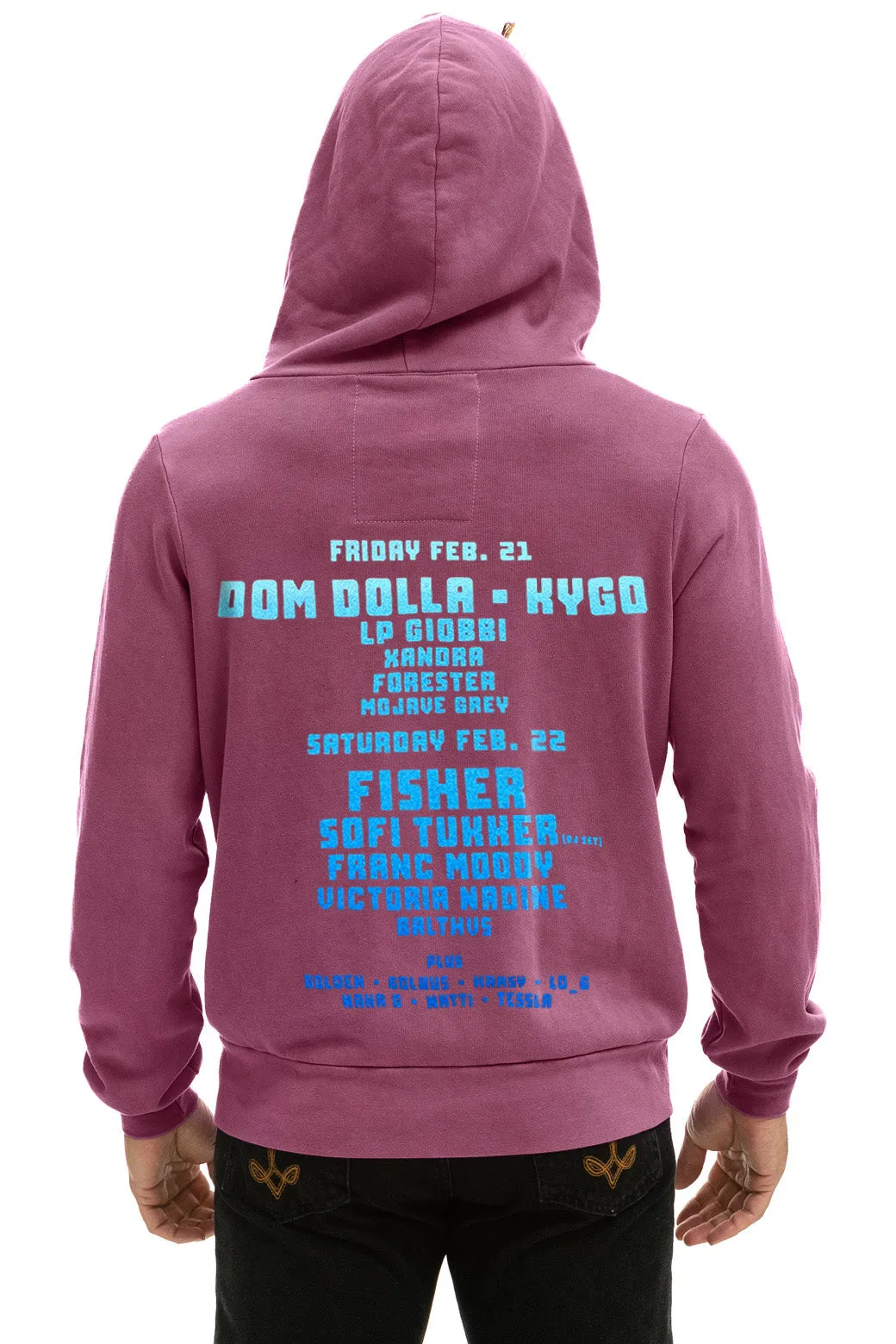 PALM TREE FESTIVAL ASPEN 2025 ZIP HOODIE - BERRY sold by Aviator Nation product image thumbnail 4